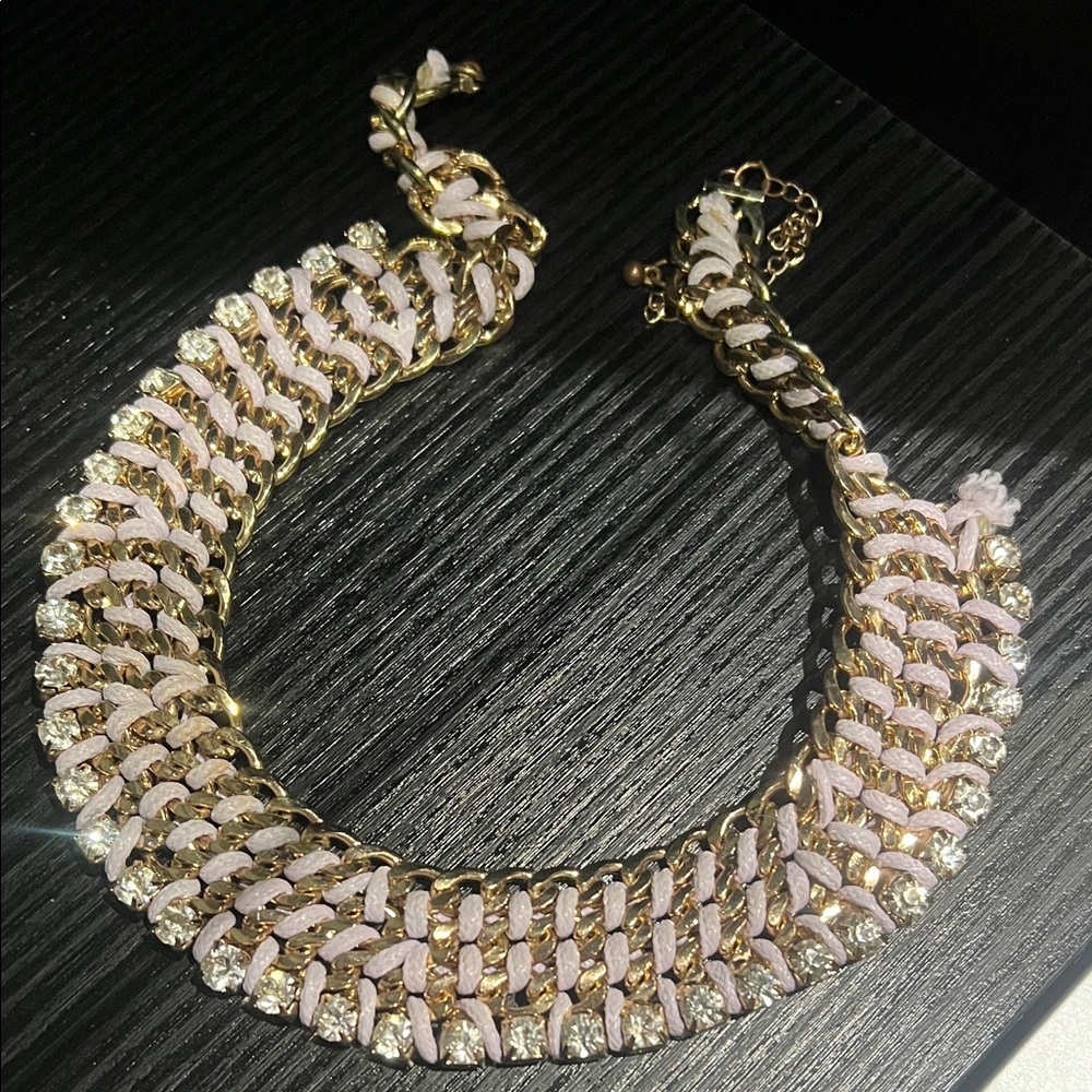 Gold and Pink Chain Necklace